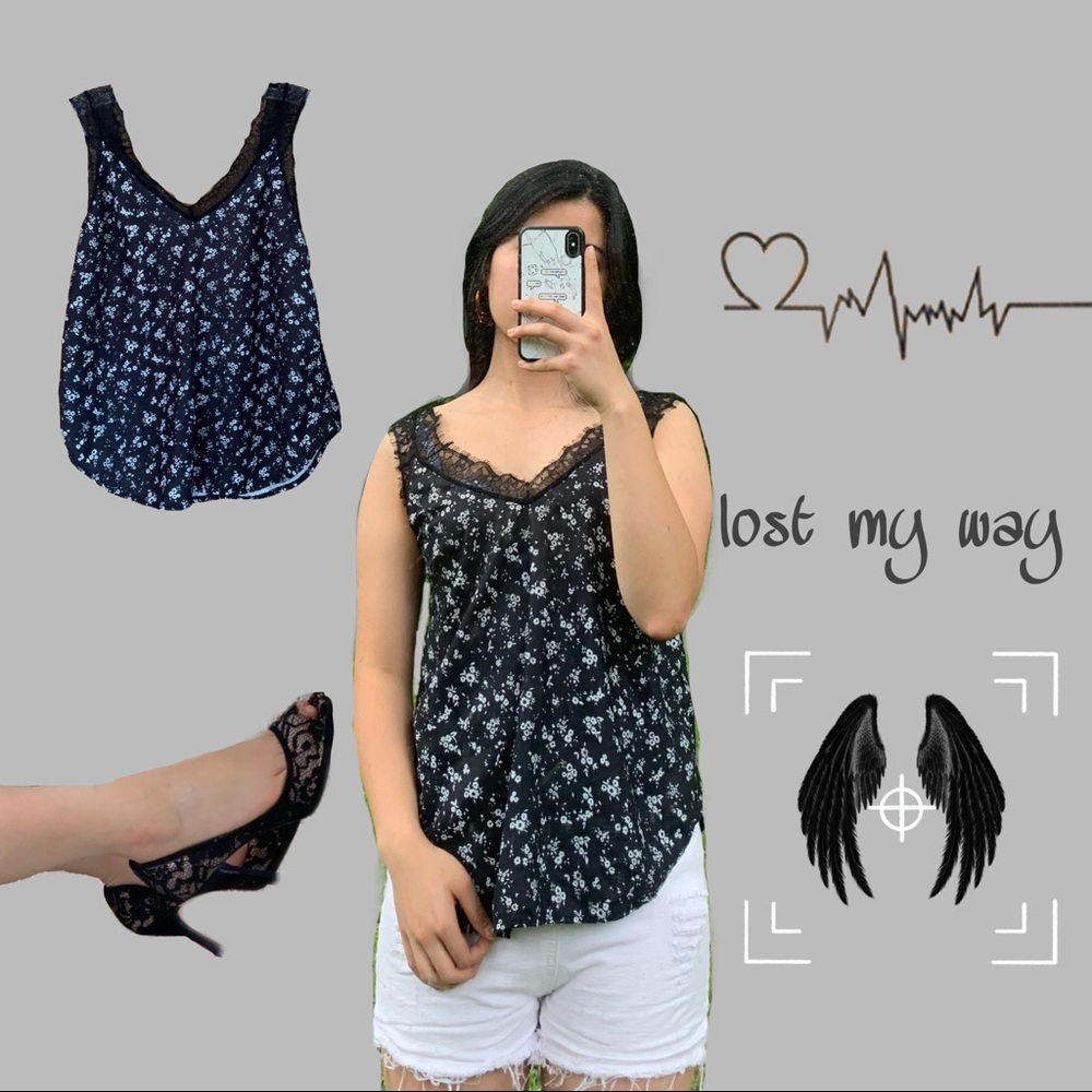 White Flower Lace Trim Off The Shoulder Tank Top